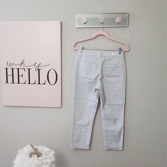 EUC Royalty For Me white & grey houndstooth print ankle high rise jeans, 2 - Picture 3 of 8